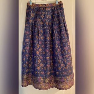 Skirt Women’s Small Blue Maxi Giraffes Girls Flowers Cotton Blend Bohemian